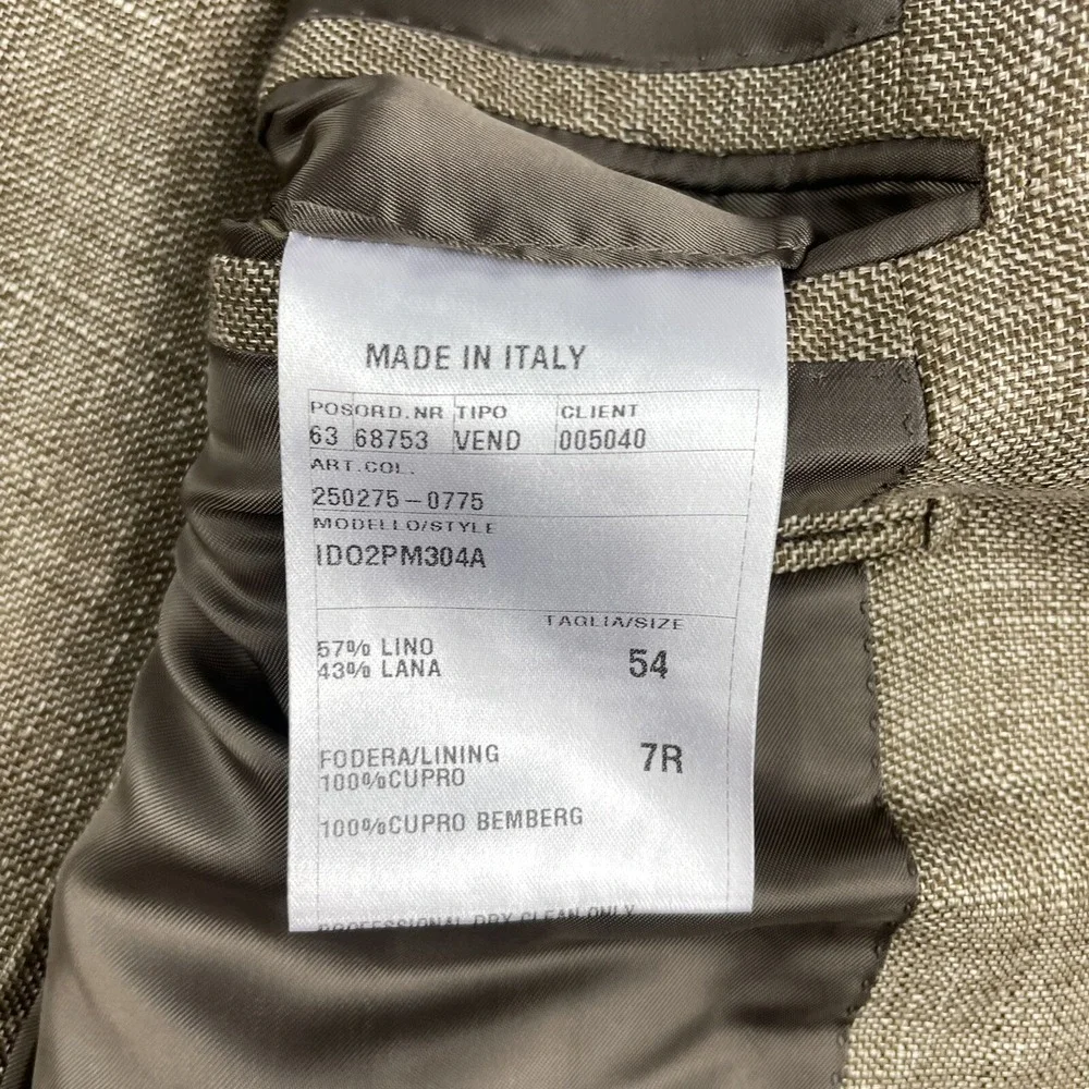 Doriani Light Brown Linen Wool Unstructured Blazer Mens 44R ID02PM304A NWT